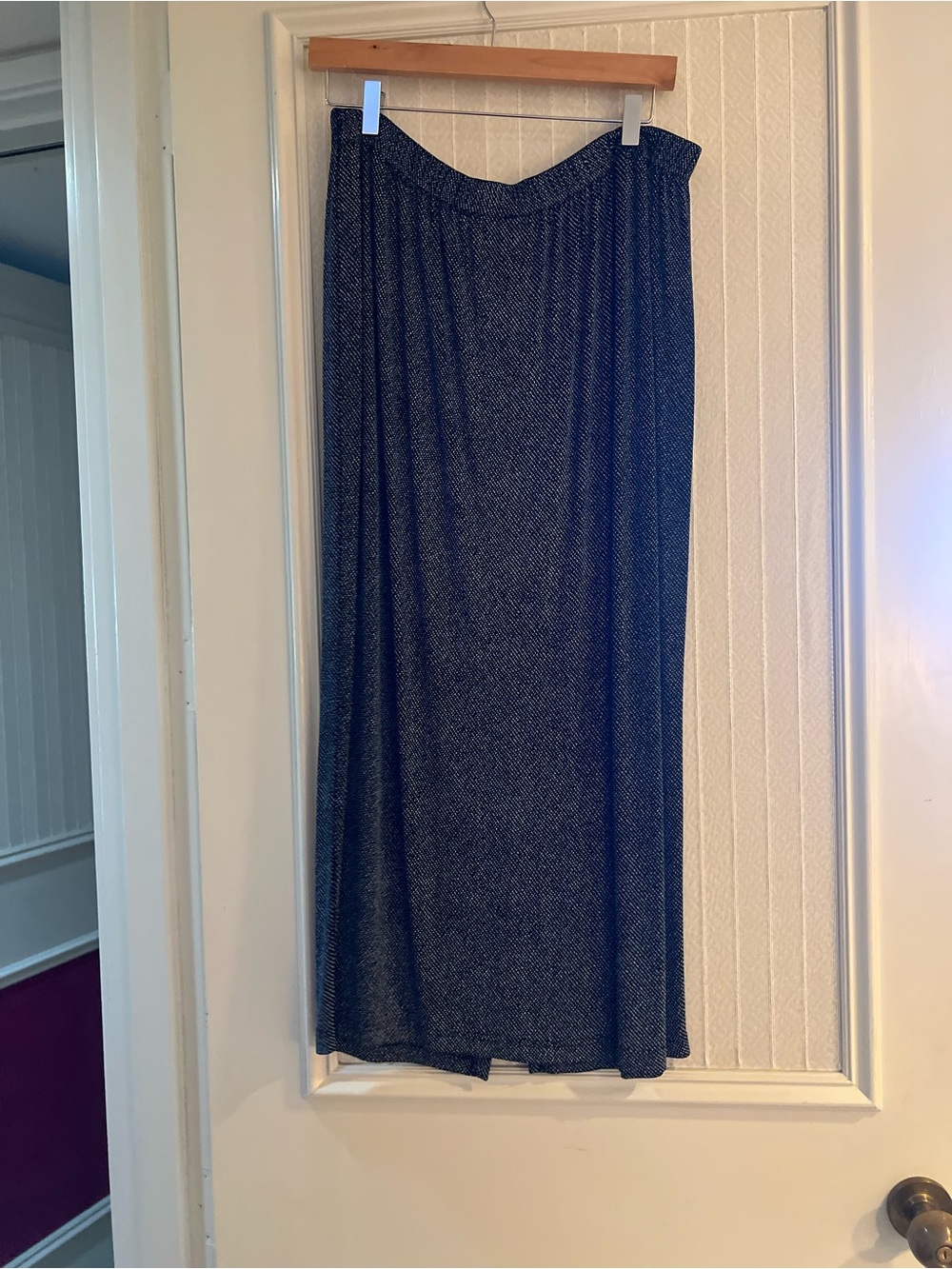 Vikki Vi Navy Maxi Skirt with Subtle Texture